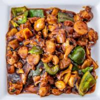 Szechuan Chicken · Spicy. Chicken with bamboo shoots, water chestnuts, bell peppers, and mushrooms in hot sauce...