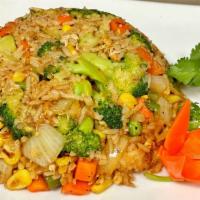 Vegetable Fried Rice · Vege Fried Rice includes broccoli, white mushroom, corn, onion, green bean, carrot, and egg ...