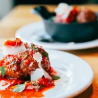 Pork & Veal Meatball · spicy arrabbiata sauce
