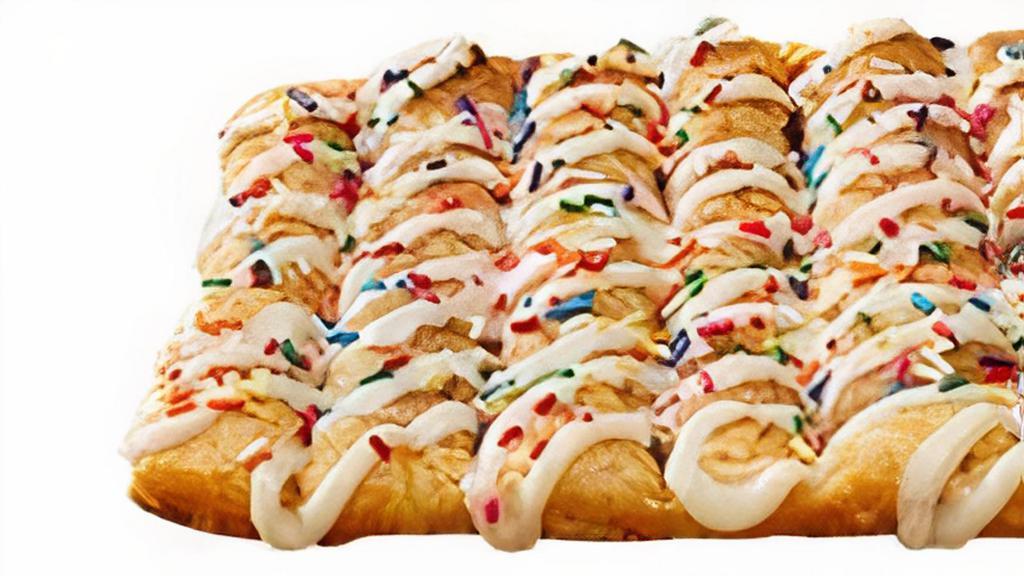 Single Birthday Stix Topperstix · Our exclusive Birthday Stix are made with cinnamon sugar, drizzled with a generous amount of our delicious cream cheese icing and topped with colorful sprinkles.