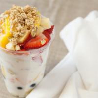 Yogurt With Fruit · Variety of fresh sweet fruit with yogurt, natural or flavored, served with your choice of to...