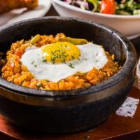 Kimchi Fried Rice · Pan-fried white rice with kimchi, sausage(pork), vegetable and sunny side up egg