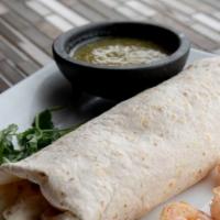 Shrimp Burrito · Comes with refried beans, rice, and shredded cheese.