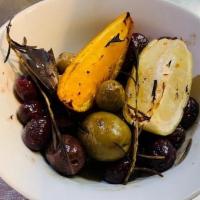 Wood Roasted Olives · rosemary, sea salt, citrus.  This item is vegan and gluten free
