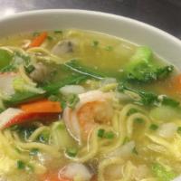Seafood Noodle Soup · Shrimp, crab meat nd scallop.