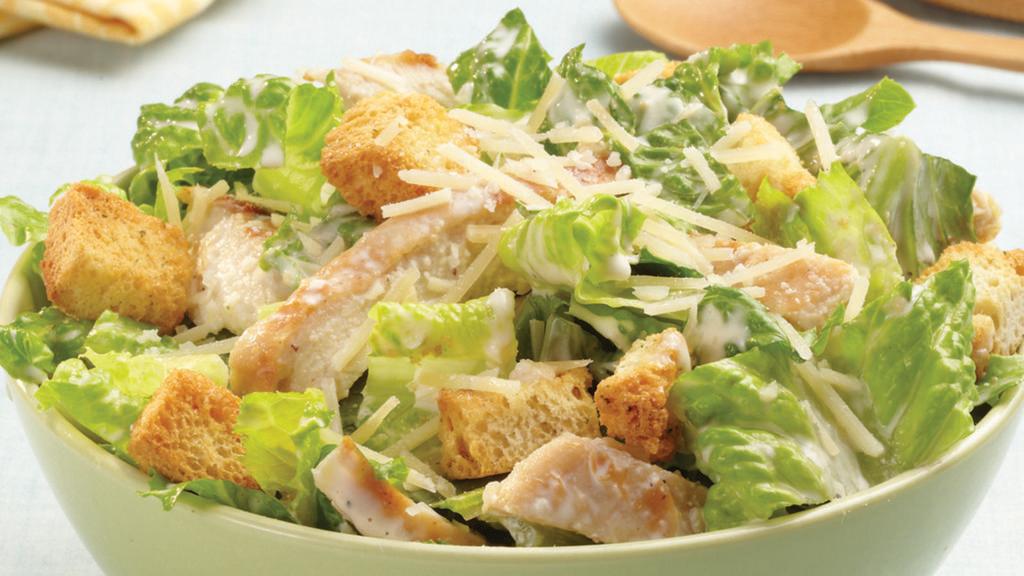 Chicken Caesar Salad · Chopped romaine lettuce, Caesar dressing, croutons & grilled chicken. 210 cal.