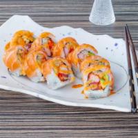 Raging Bull Roll - Otg · Fresh tuna, kanikama, and avocado topped with fresh salmon and creamy habanero sauce..

*Con...