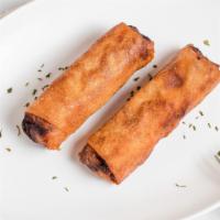 Seafood Egg Rolls (2) · Shrimp, crab, crawfish, taro, carrots, onion and cabbage all perfectly fried in an egg-roll!