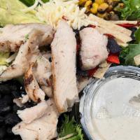 Southwest · Organic mixed greens, all-natural chicken breast, poblano pepper and roasted sweet corn blen...