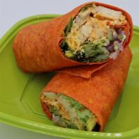 Spicy Boom Boom Bang Wrap · Organic mixed greens, all-natural chicken breast, red onion, fresh cucumber, red pepper with...