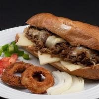 Philly Steak · philly steak, green peppers, onions, swiss cheese