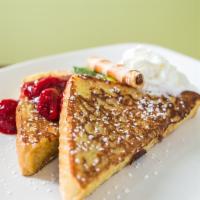 Kids French Toast · Served with whipped cream & strawberry compote.