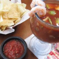 Shrimp Cocktail · Delicious shrimp in a tangy tomato juice with our house-made pico de gallo and avocado. Serv...