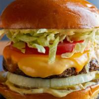 Cheese Burger · lettuce, tomatoes, mayo, ketchup, pickles and cheese