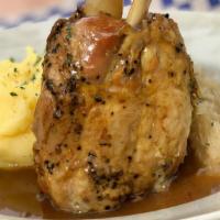 Braised Classic Pork Shank · Our classic pork shank hand seasoned, oven seared, and slow braised for hours. Served with m...