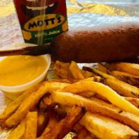 Kids Corn Dog Meal · Kids Meals come with a HALF portion of fresh cut fries and a drink choice of Juice Box or Wa...