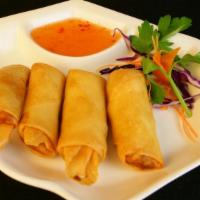 Chicken Egg Rolls (4 Pieces) · Homemade fresh daily, crispy chicken and vegetables. Served with sweet and sour sauce.
