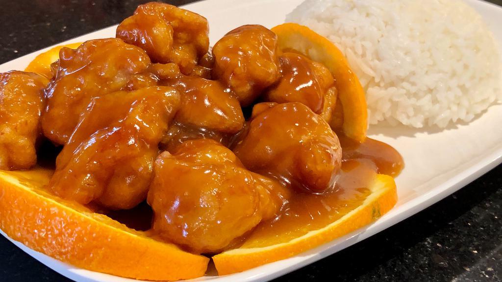 Orange Chicken · Our tender fried chicken tossed in our tangy orange sauce.