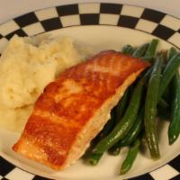 Kid'S Seared Salmon · With buttermilk-chive mashed potatoes and green beans.