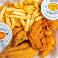#30 Fish & Chicken Tenders · 3 Pcs. Tenders, 2 pc Fish, Fries