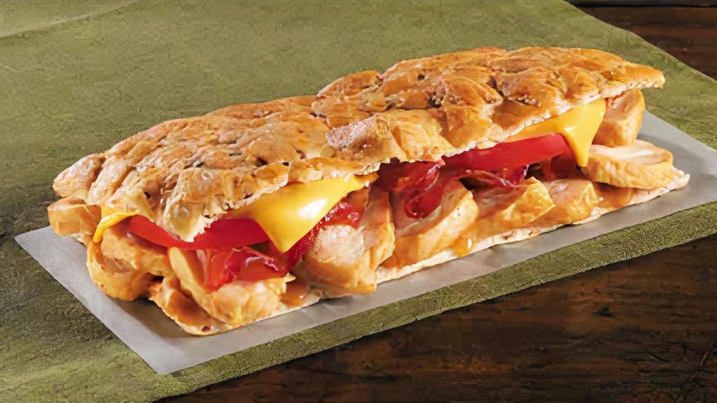 Bacon Turkey Cheddar · slow-roasted turkey paired with vine-ripened tomatoes, sharp cheddar cheese, crispy hickory smoked bacon and spicy honey mustard