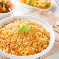 Veg Biryani · Vegetables and biryani masala cooked with white Basmati rice
