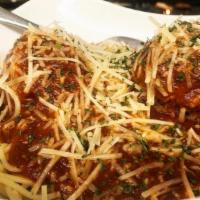 Moe'S Spaghetti & Meatballs · Our made from scratch marinara sauce served over vermicelli pasta and topped with house-made...