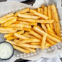 Bg Fries · Most popular, vegan and gluten-free. Dusted with our house seasonings. Just a bit spicy.