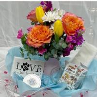 Fur Mama Basket · Fur Mamas are the best mamas!  This basket includes a vase of flowers, a tin candle, a fur m...