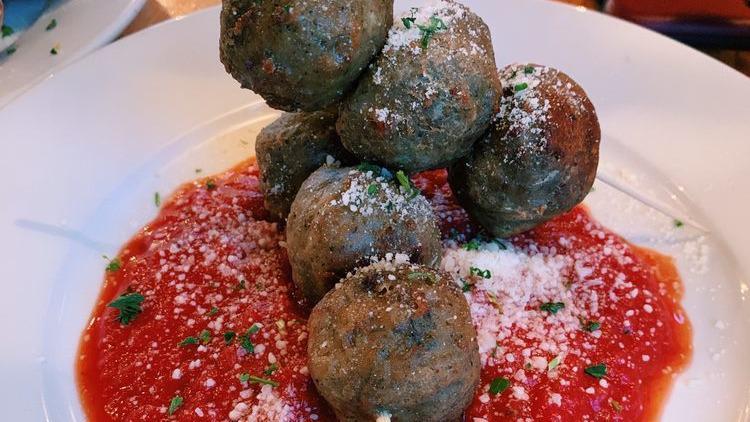 Italian Meatball Skewers · Six Italian meatballs, red sauce & Romano cheese