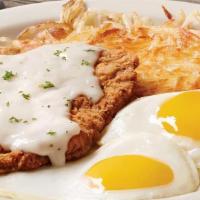 Country Fried Steak & Eggs · Two farm fresh eggs (any style) with steak topped with country gravy and served with your ch...