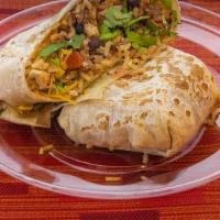 Burrito Loco · Burrito filled with grill steak, grill chicken, grill Mexican chorizo (sausage), and grill s...