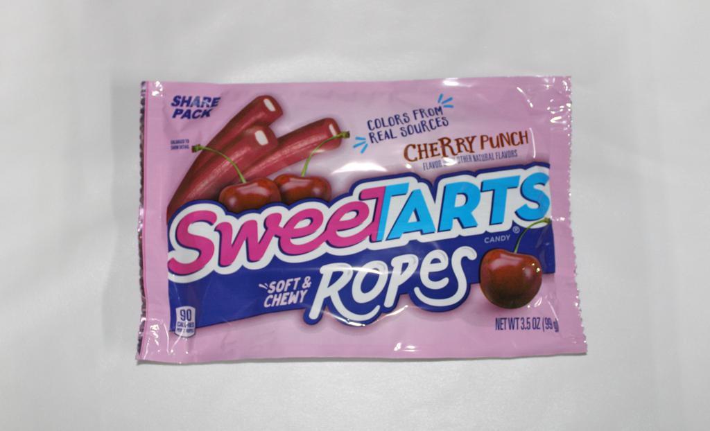 Sweetarts Soft & Chewy Ropes Cherry Punch Candy 3.5 Oz · Soft & Chewy with a tangy cherry flavored filling, SweeTARTS Ropes Cherry Punch explode with sweet and tart taste.