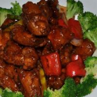 General Tao Chicken · hot. deep fry chicken dark meat with general tao sauce.