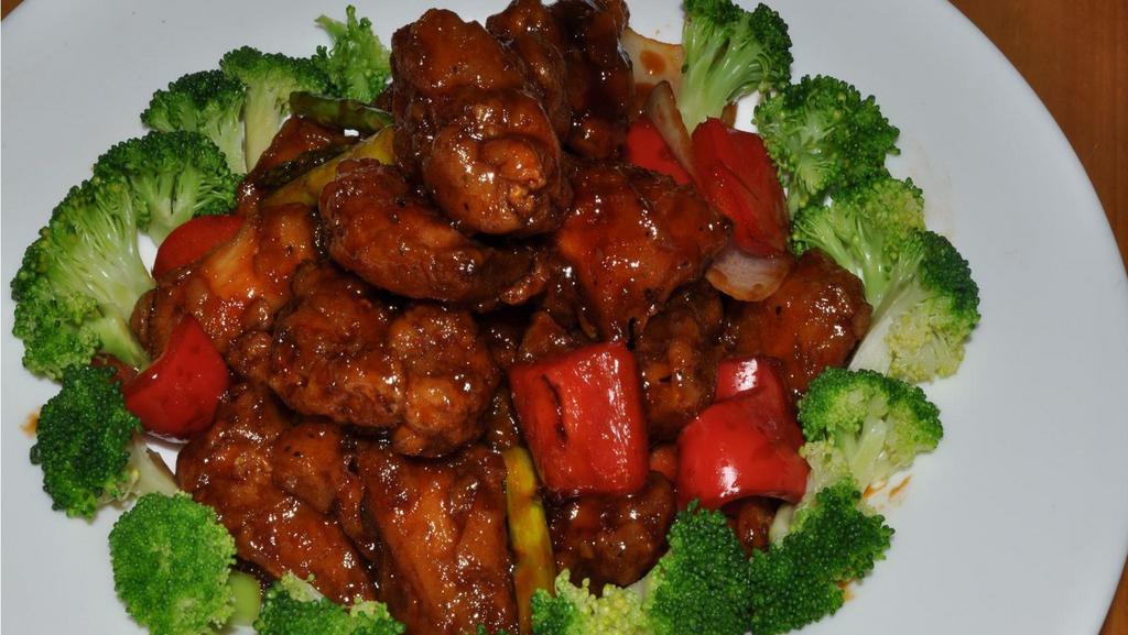 General Tao Chicken · hot. deep fry chicken dark meat with general tao sauce.