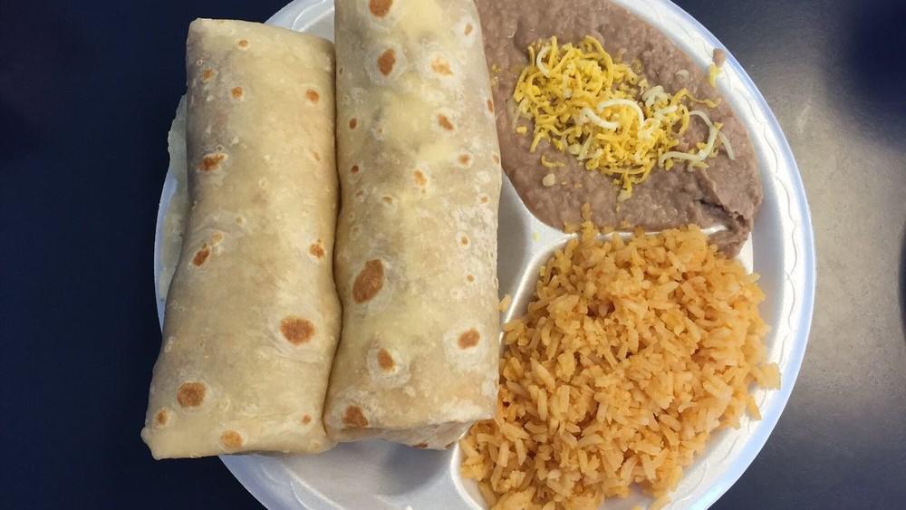 Burrito & Enchilada Combination Plate · One burrito and enchilada with your choice of meat served with rice and beans.