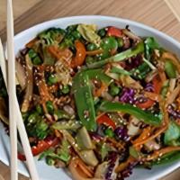 Whans Se Eu Pak · Vegetables wok-tossed in a garlic, ginger soy sauce, sesame seeds, jasmine rice