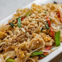 Drunken Noodles Gluten Free · Chinese broccoli, bell peppers, Thai basil, peanuts, bean sprouts, scallions, lemongrass, an...