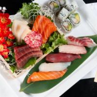 Lunch Sushi & Sashimi Combo · 4 pieces sushi, 6 pieces sashimi of chef's choice and California roll.