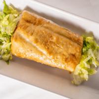 Chimichangas Dinner · Two chimis filled with your choice of beef, chicken or beef tips. Topped with red salsa and ...