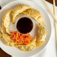 Pot Stickers · Pan seared / spicy gyoza sauce.   Consuming raw or undercooked meats, poultry, seafood, shel...