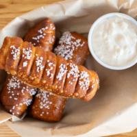 Pretzels & Beer Cheese · Soft bavarian-style pretzel sticks served with a side of Mr. Brews homemade beer cheese dip.