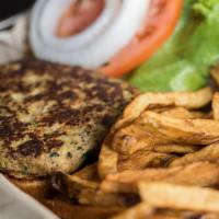 Turkey Burger · Grilled turkey patty topped with lettuce, tomato and onions.