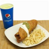 Combo 3 · Chicken Chimichanga, Fries, and 16oz Drink.