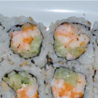 Spicy Shrimp Crunch Roll · Spicy chopped shrimp, cucumber, crunch.