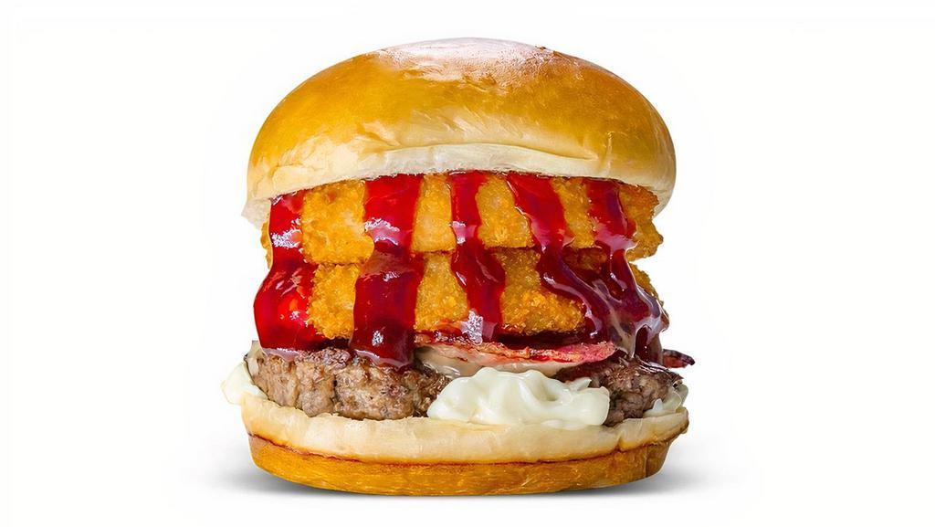 Bbq Burger · Brioche Bun, Topped with Swiss Cheese, Turkey Bacon, Onion Rings, Sweet BBq Sauce and Mayo