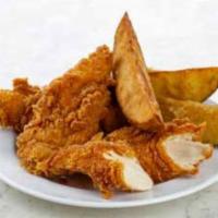 3 Piece Chicken Tenders With 1 Sauce · Hand Breaded chicken tenders with your choice of sauce.  Sauces available: ranch, honey must...