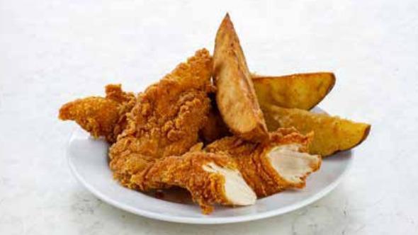 3 Piece Chicken Tenders With 1 Sauce · Hand Breaded chicken tenders with your choice of sauce.  Sauces available: ranch, honey mustard, BBQ, and buffalo