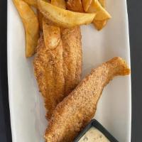 Fried Catfish Filets · Deep fried and served with Steak Fries, Tropical Tartar sauce, and Coleslaw.