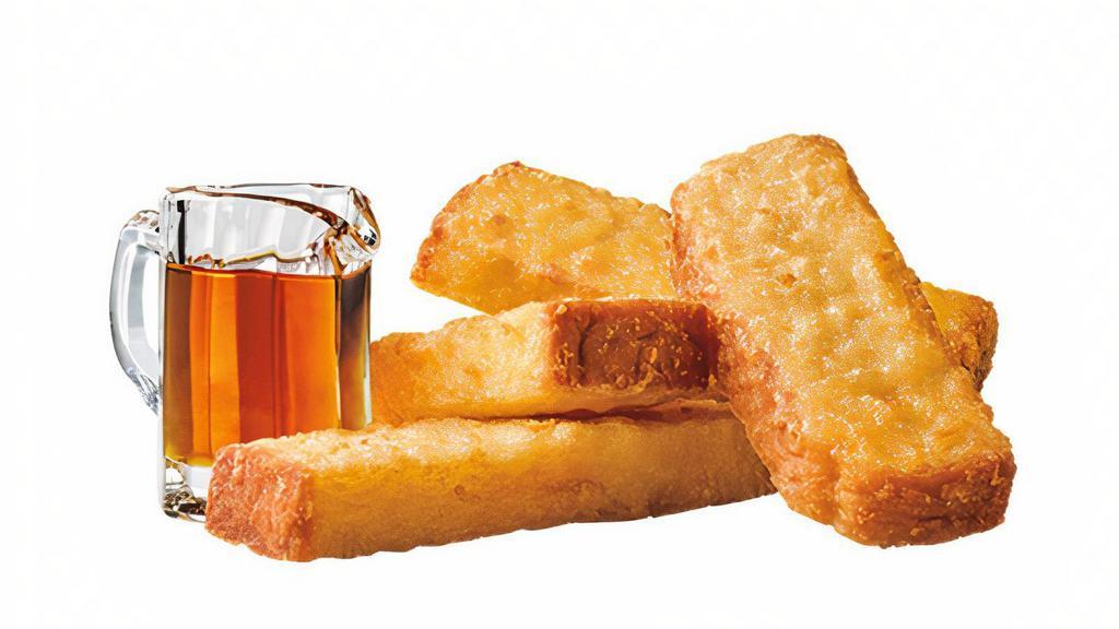 French Toast Sticks · Three's a crowd, and four is a delicious bundle of breakfast delight. At least when it comes to our thick, golden French Toast Sticks complete with One maple-flavored syrup for dipping.